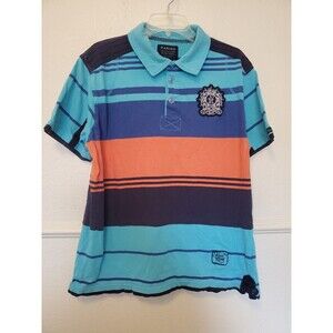 Parish Nation Shirt Y2K Mens L Striped Embroidered Patchwork Hip Hop‎ Streetwear